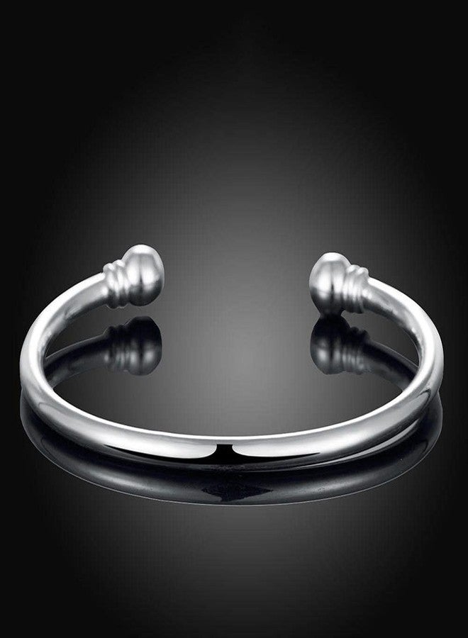 Denchy 925 Silver Bangle Bracelet, Fashion Jewelry Simple Cuff Bangles for Women Mom Wife Valentine Mothers day Gift (1pcs) - Image 4